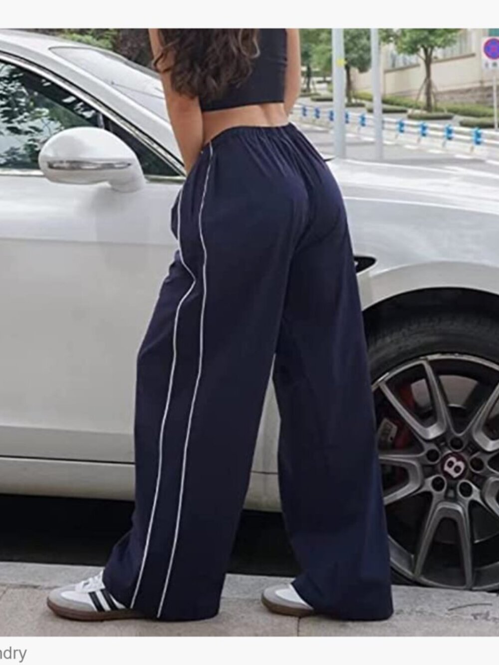Baggy Y2K Parachute Track Pants with Drawstring Legs, Polyester - Picture 2 of 7